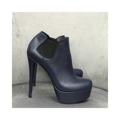 Lacivert Deri Platform Taban