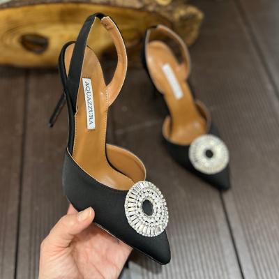 AQUZZRA SİYAH TAŞLI TOPUKLU AYAKKABI 