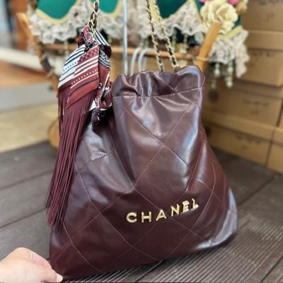 CHNL BORDO GOLD DERİ ÇANTA 