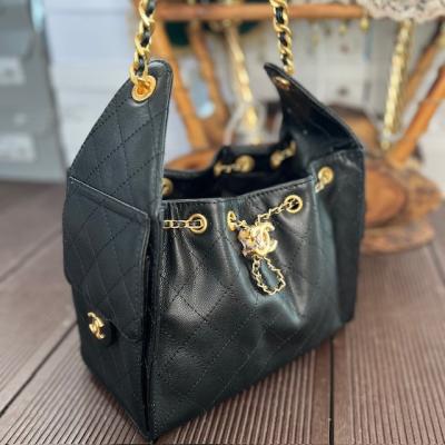 CHNL DERİ SİYAH GOLD ÇANTA 