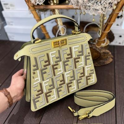 FND NİL YEŞİLİ DESENLİ BÜYÜK BOY ÇANTA 