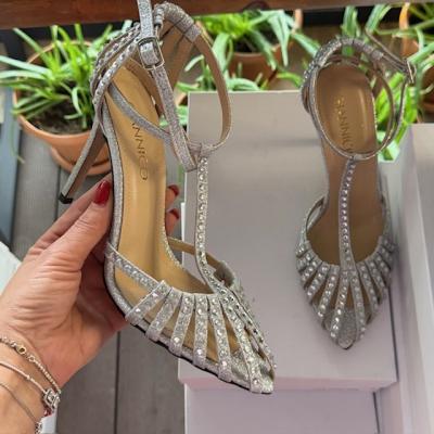 GİANNİ GÜMÜŞ TOPUKLU AYAKKABI 