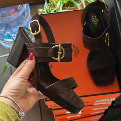 HRMS ACI KAHVE SÜET TOPUKLU SANDALET 