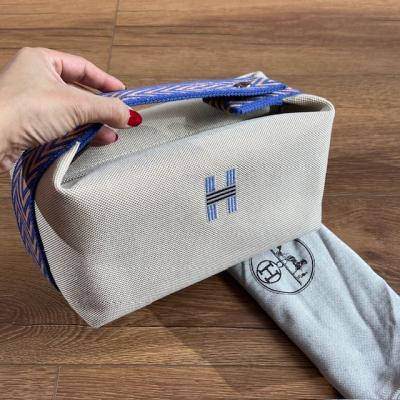 HRMS CANVAS BEJ LACİVERT ÇANTA 