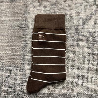 MİU ACIKAHVE ÇİZGİLİ ÇORAP 