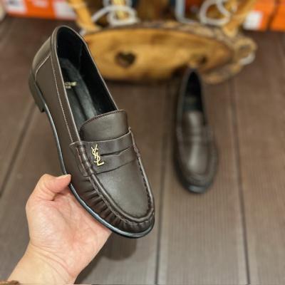 YSL ACI KAHVE DERİ LOAFER 