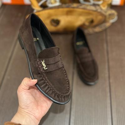 YSL ACI KAHVE SÜET LOAFER