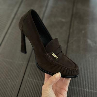 YSL ACIKAHVE SÜET TOPUKLU AYAKKABI 