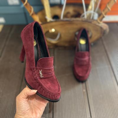 YSL BORDO SÜET TOPUKLU AYAKKABI 
