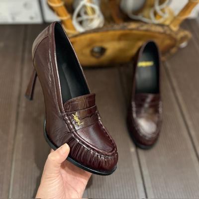 YSL BORDO TOPUKLU AYAKKABI 