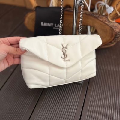 YSL EKRU GÜMÜŞ MİNİ PUFFER