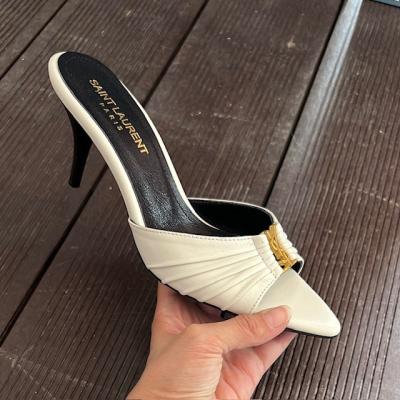 YSL EKRU TOPUKLU TERLİK 7CM