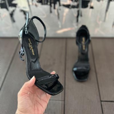 YSL SİYAH TOPUKLU BANTLI AYAKKABI 