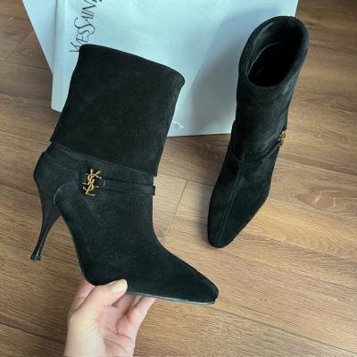 YSL SİYAH TOPUKLU BOT 