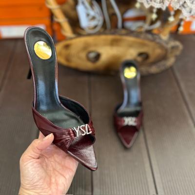 YSL TAŞLI BORDO TOPUKLU TERLİK 
